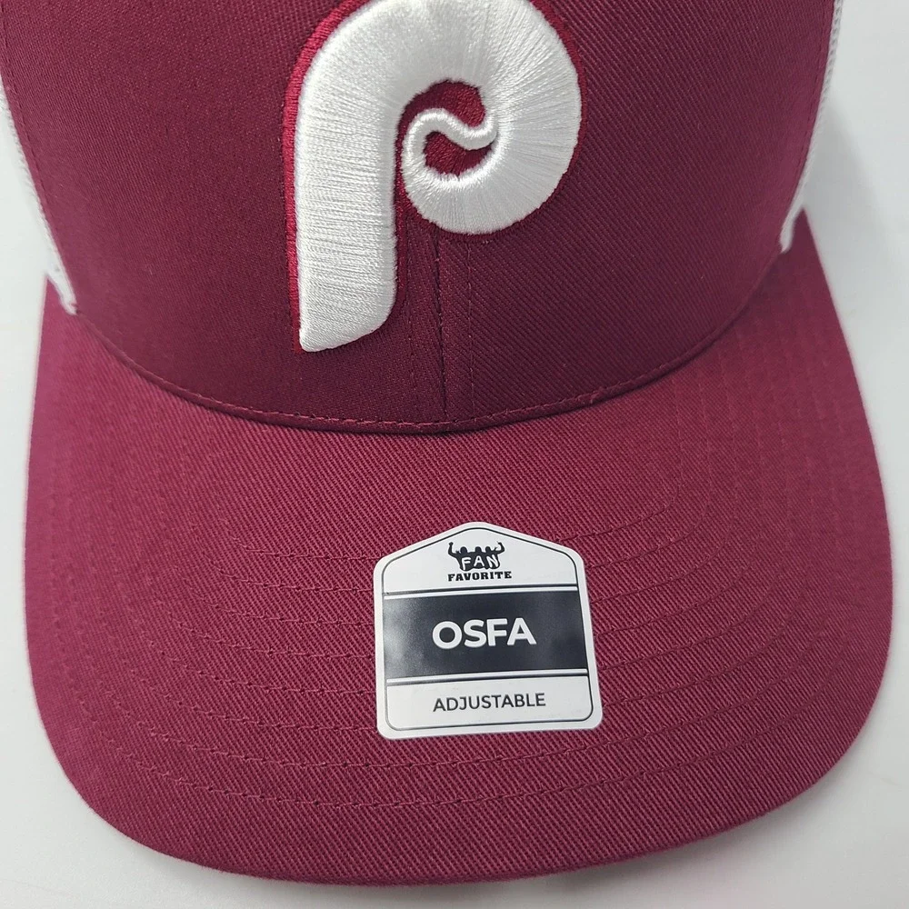 Philadelphia Phillies Hat Snapback Trucker Mesh Fan Favorite Maroon White MLB